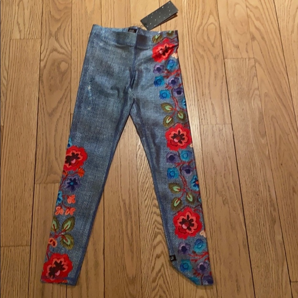 Blue denim look leggings